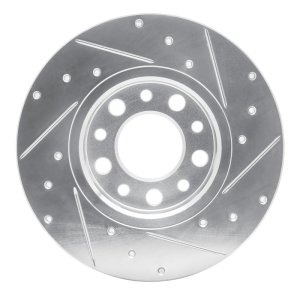 Alfa Romeo Tonale Brake Rotor (1) - Rear Left - R1 Concepts - Drilled & Slotted - Silver - `15-`25